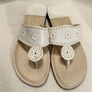 Apostrophe White and Tan Sandals with Classic Design